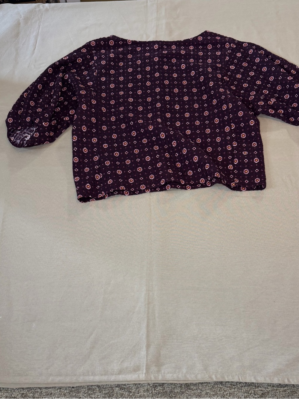 LOFT Purple Floral Cropped Blouse